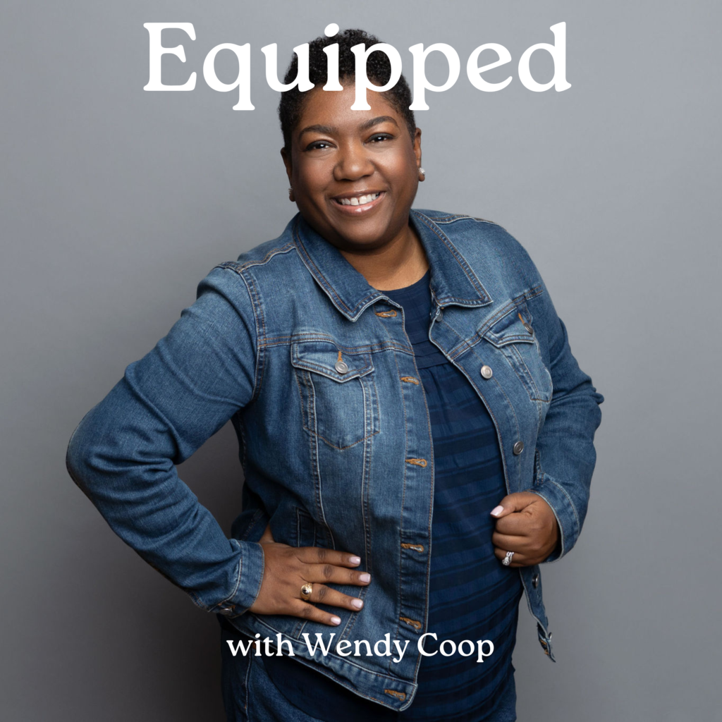 wendy coop standing on grey background equipped podcast